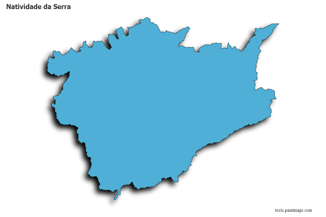 Mapa de Natividade da Serra con efecto de sombra 3D