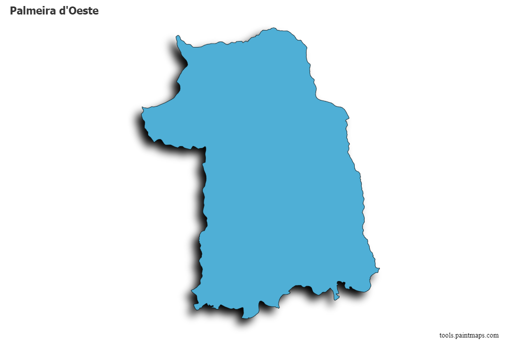 Mapa de Palmeira d'Oeste con efecto de sombra 3D