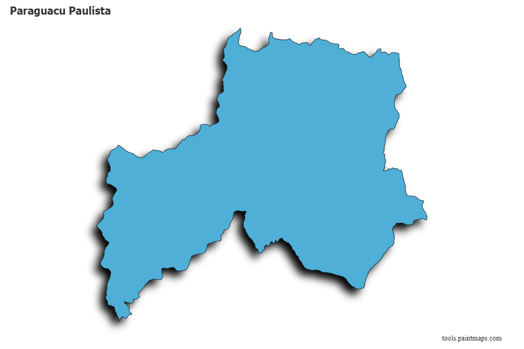 Mapa de Paraguacu Paulista con efecto de sombra 3D