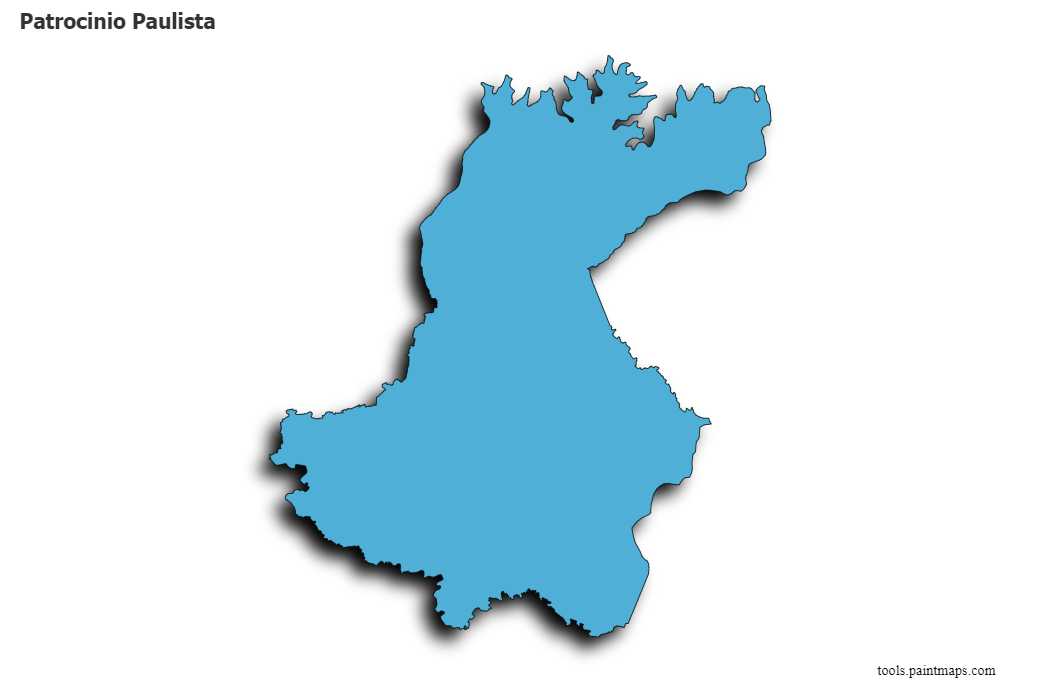 Mapa de Patrocinio Paulista con efecto de sombra 3D