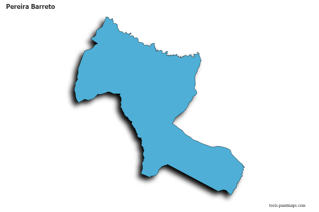 Mapa de Pereira Barreto con efecto de sombra 3D