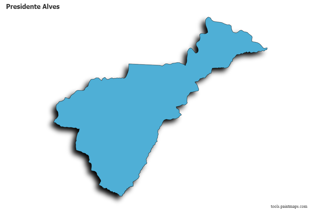 Presidente Alves map with 3d shadow effect