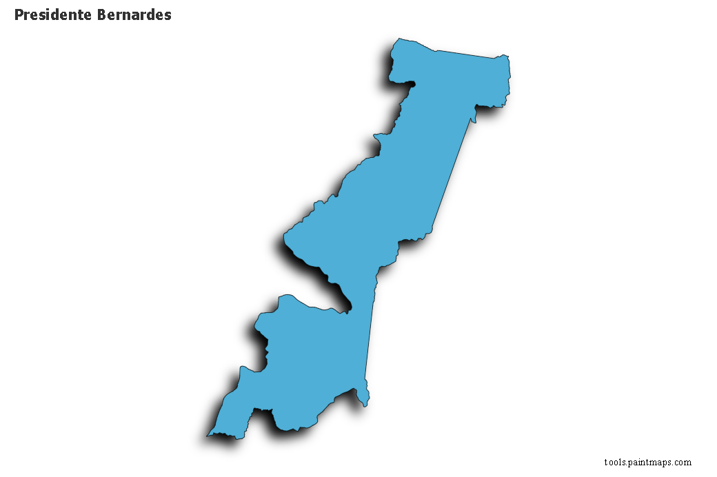 Presidente Bernardes map with 3d shadow effect