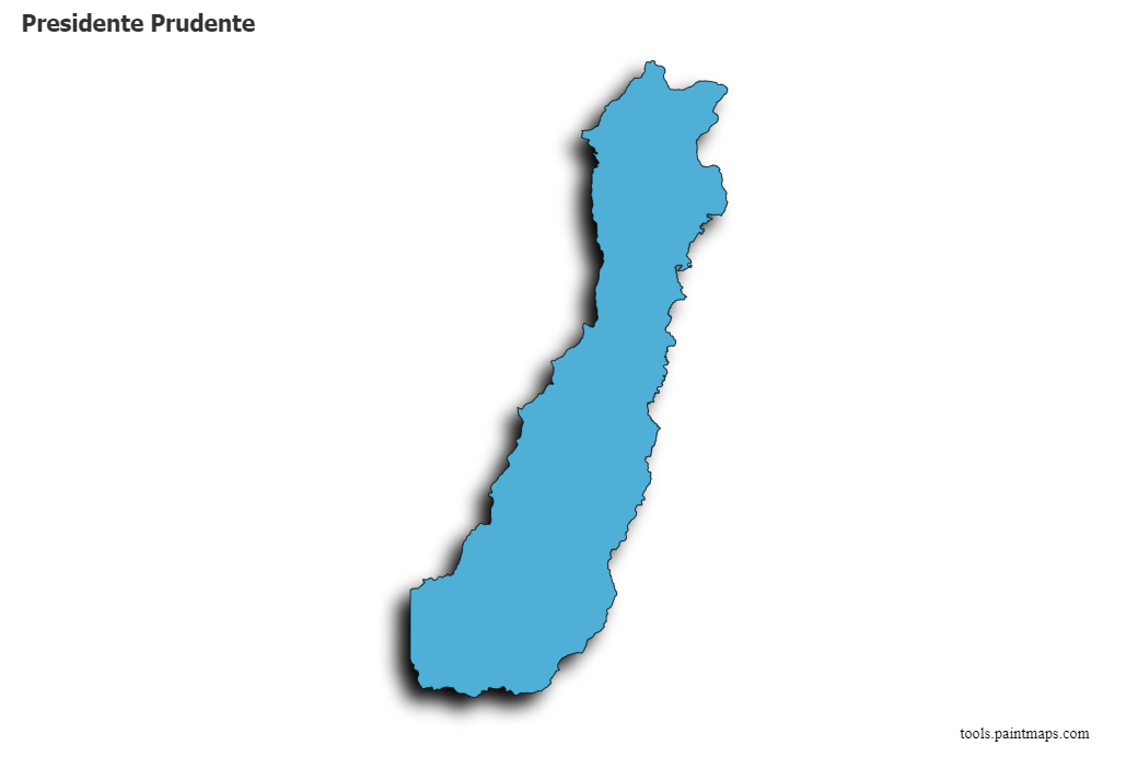 Mapa de Presidente Prudente con efecto de sombra 3D