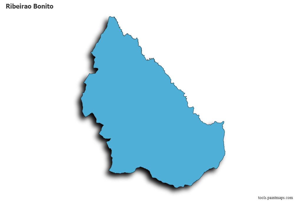Mapa de Ribeirao Bonito con efecto de sombra 3D