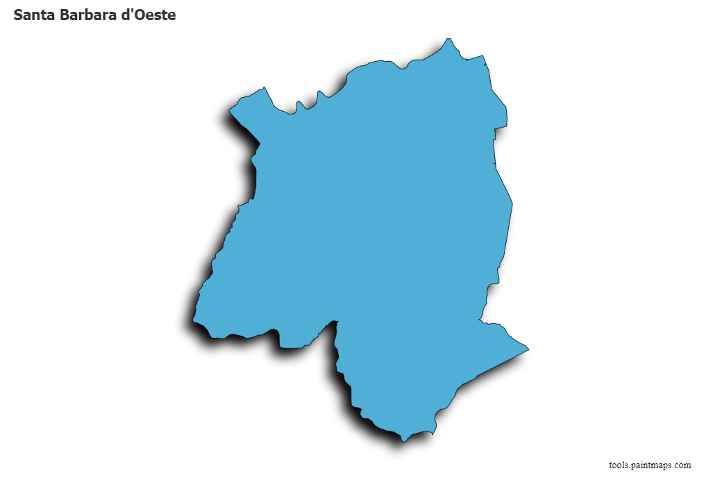 Mapa de Santa Barbara d'Oeste con efecto de sombra 3D