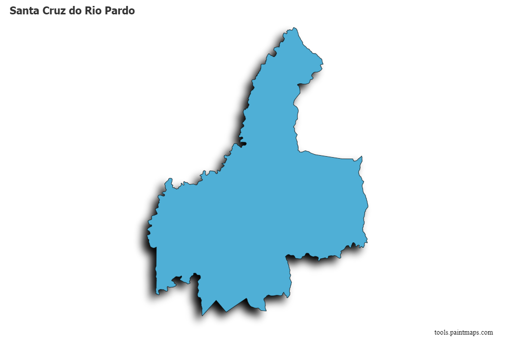 Mapa de Santa Cruz do Rio Pardo con efecto de sombra 3D