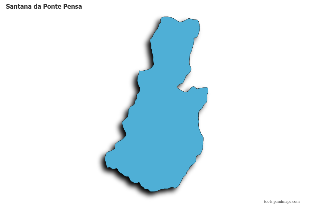 Mapa de Santana da Ponte Pensa con efecto de sombra 3D