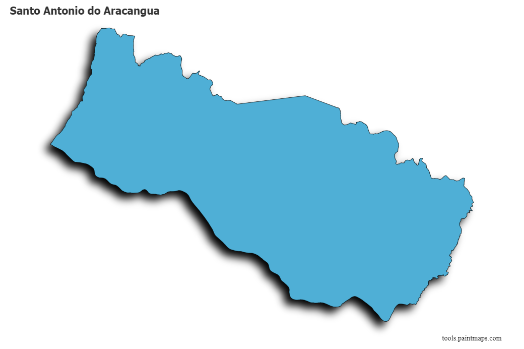 Santo Antonio do Aracangua map with 3d shadow effect