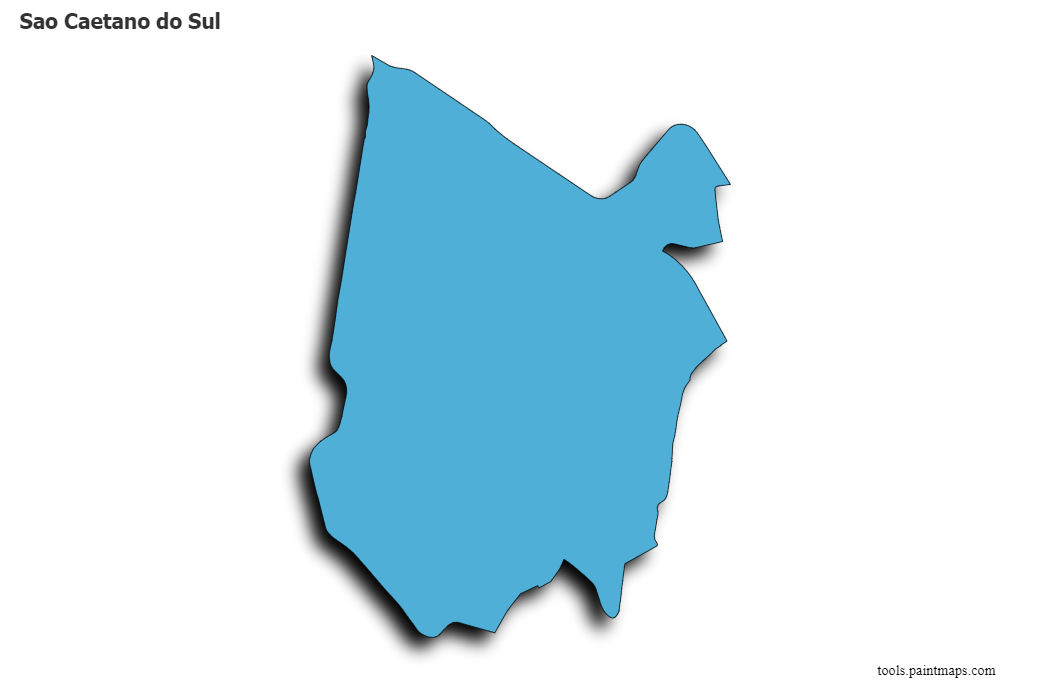 3D gölge efektli Sao Caetano do Sul haritası