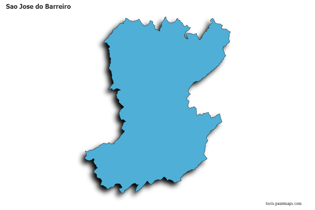 Mapa de Sao Jose do Barreiro con efecto de sombra 3D