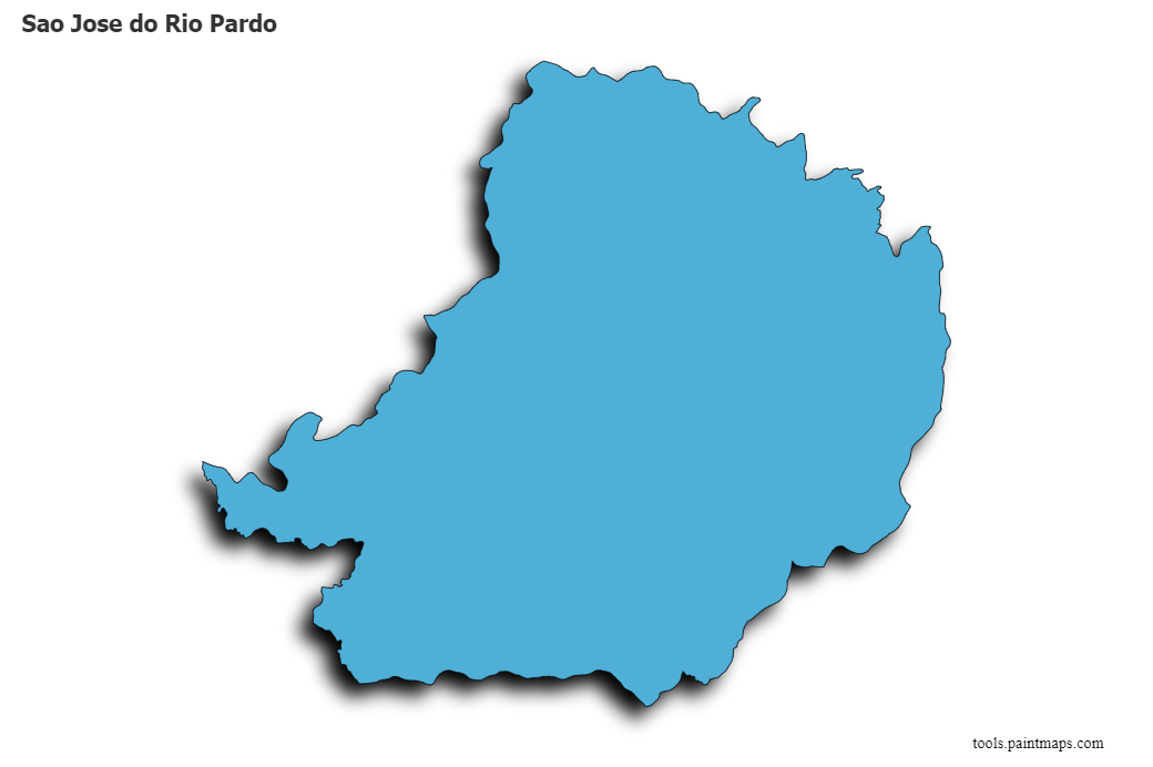 Sao Jose do Rio Pardo map with 3d shadow effect