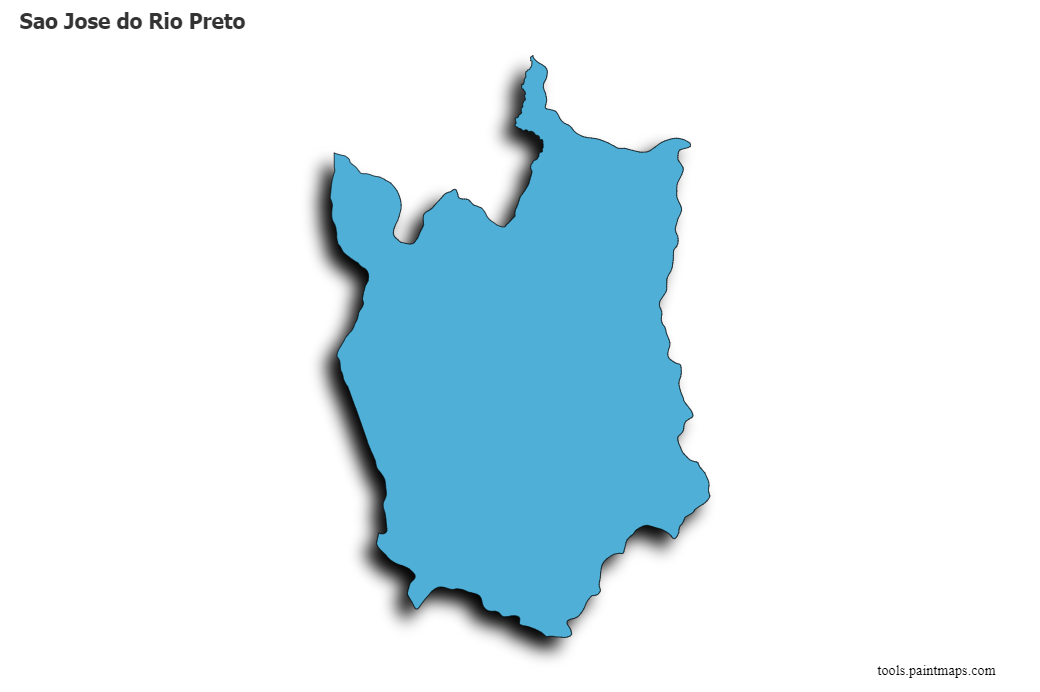 Sao Jose do Rio Preto map with 3d shadow effect