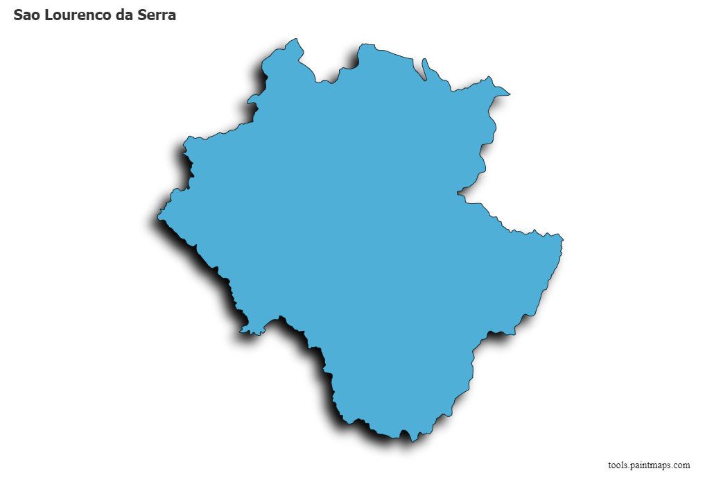 Mapa de Sao Lourenco da Serra con efecto de sombra 3D