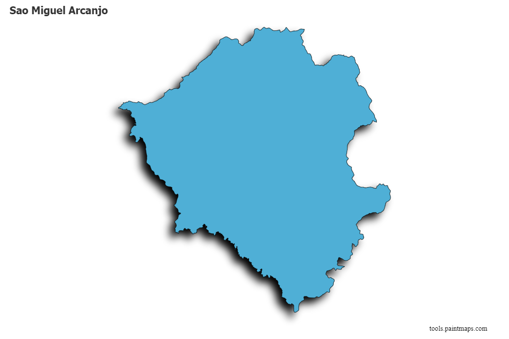 Mapa de Sao Miguel Arcanjo con efecto de sombra 3D