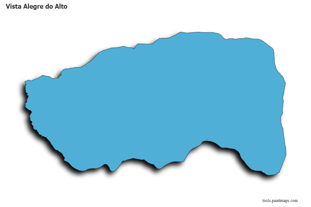 Mapa de Vista Alegre do Alto con efecto de sombra 3D