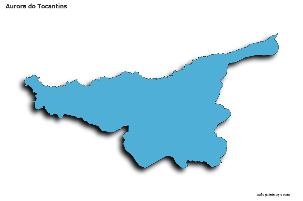 Mapa de Aurora do Tocantins con efecto de sombra 3D