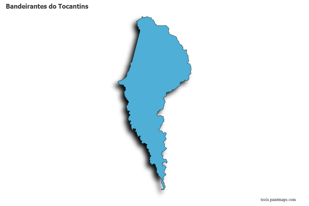 Mapa de Bandeirantes do Tocantins con efecto de sombra 3D