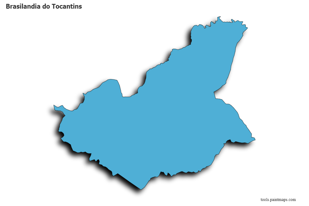 Mapa de Brasilandia do Tocantins con efecto de sombra 3D