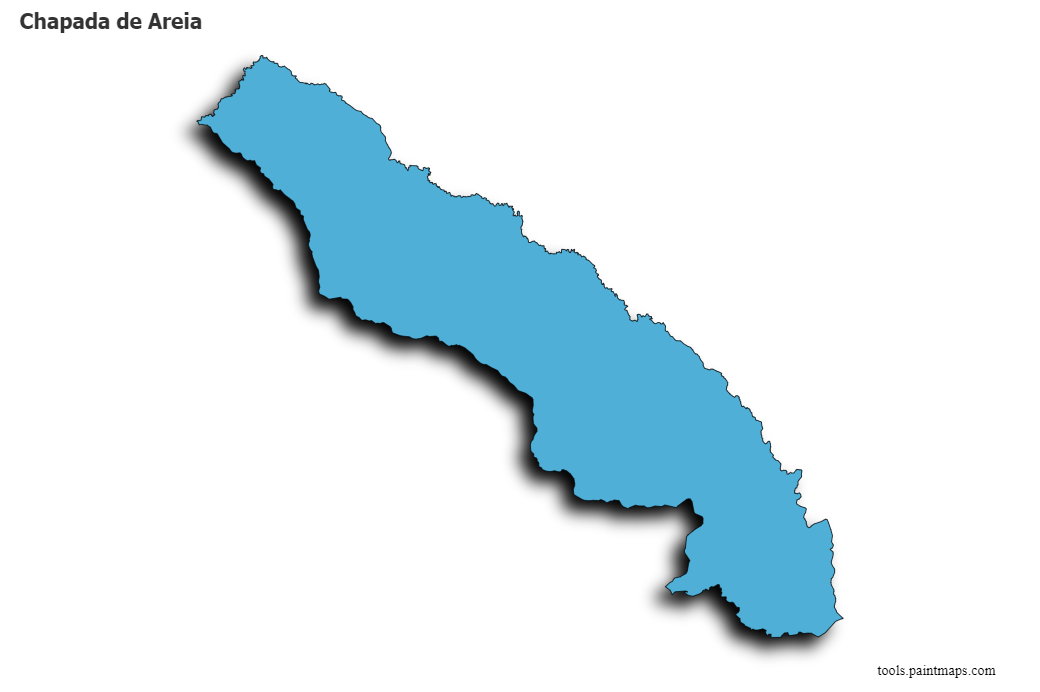 Mapa de Chapada de Areia con efecto de sombra 3D