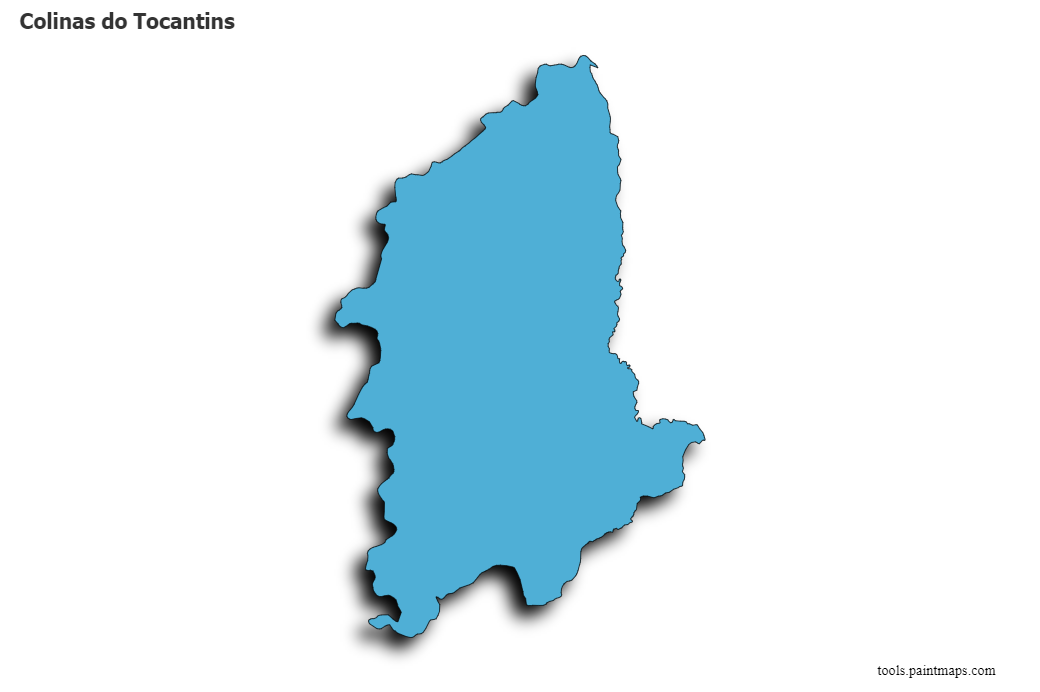 Mapa de Colinas do Tocantins con efecto de sombra 3D