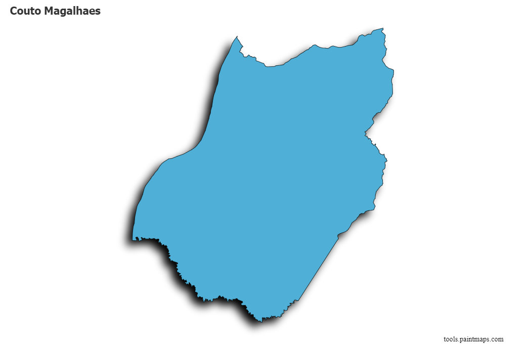 Mapa de Couto Magalhaes con efecto de sombra 3D