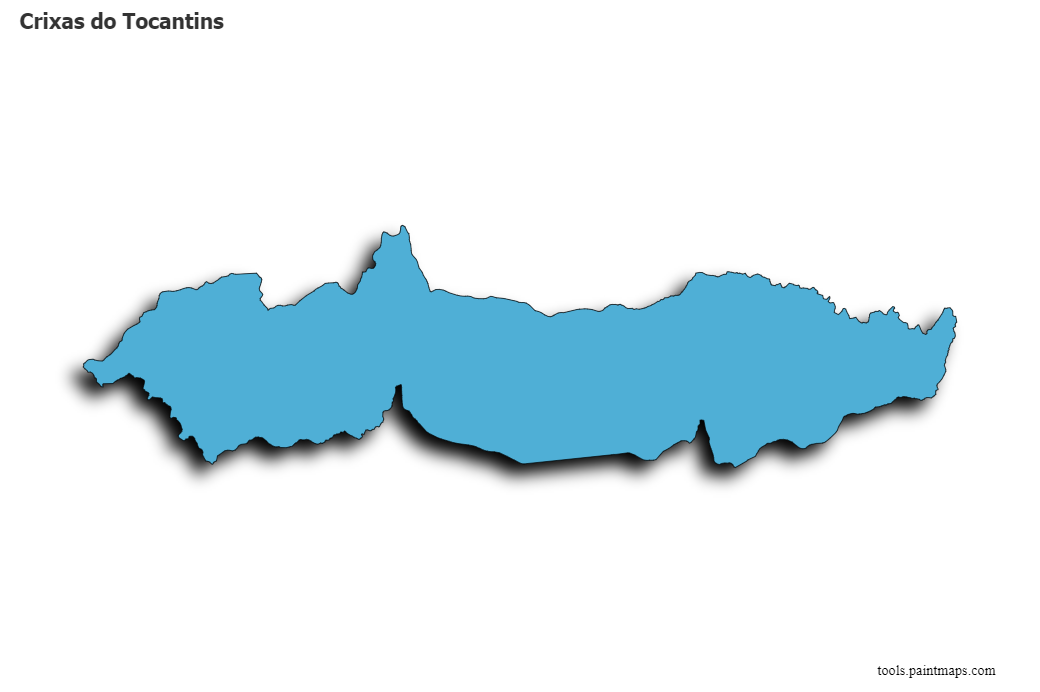 Mapa de Crixas do Tocantins con efecto de sombra 3D