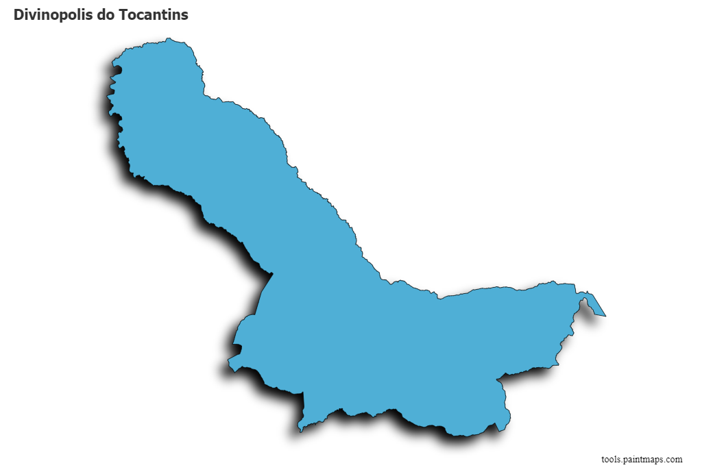 Mapa de Divinopolis do Tocantins con efecto de sombra 3D