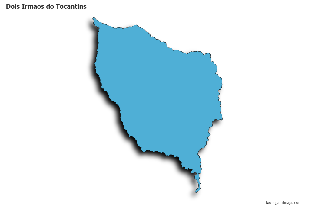 Mapa de Dois Irmaos do Tocantins con efecto de sombra 3D