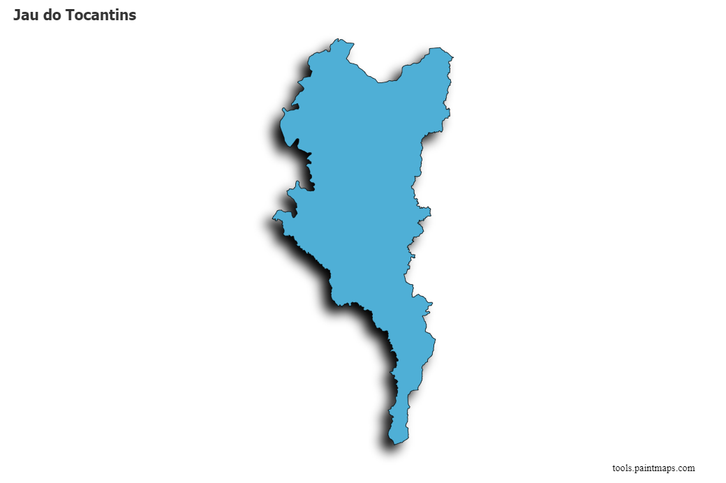 Mapa de Jau do Tocantins con efecto de sombra 3D