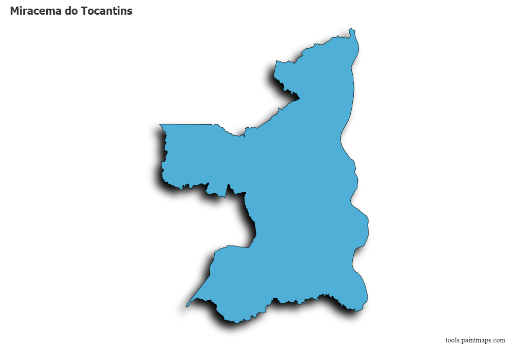 Mapa de Miracema do Tocantins con efecto de sombra 3D