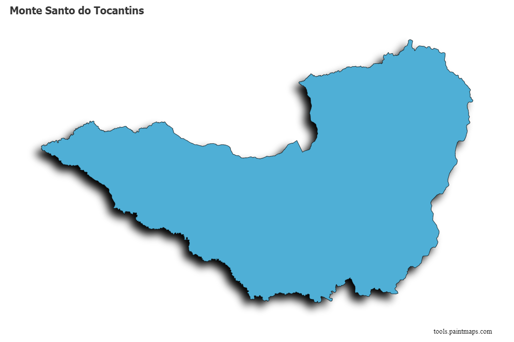 Mapa de Monte Santo do Tocantins con efecto de sombra 3D