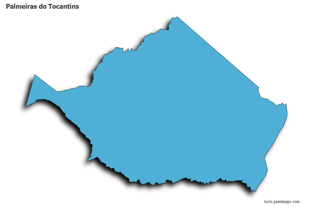 Mapa de Palmeiras do Tocantins con efecto de sombra 3D