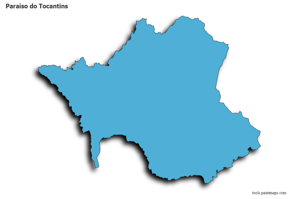 Mapa de Paraiso do Tocantins con efecto de sombra 3D