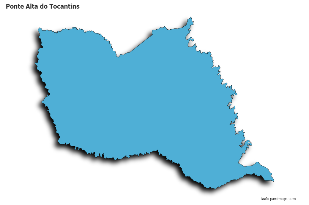 Mapa de Ponte Alta do Tocantins con efecto de sombra 3D