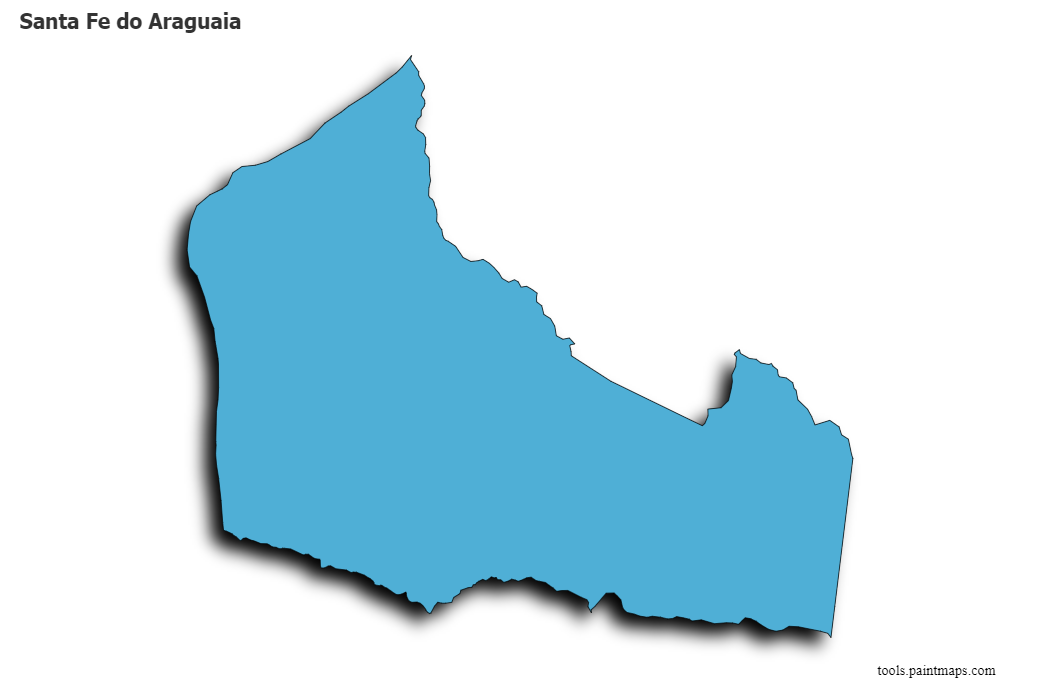 Mapa de Santa Fe do Araguaia con efecto de sombra 3D