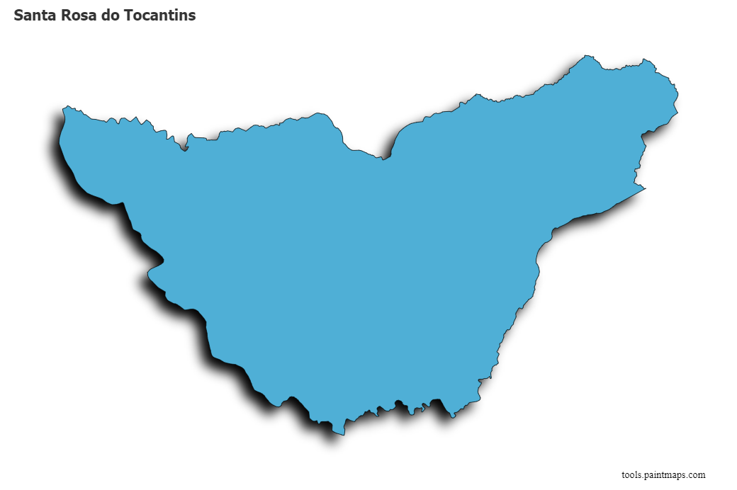 Mapa de Santa Rosa do Tocantins con efecto de sombra 3D