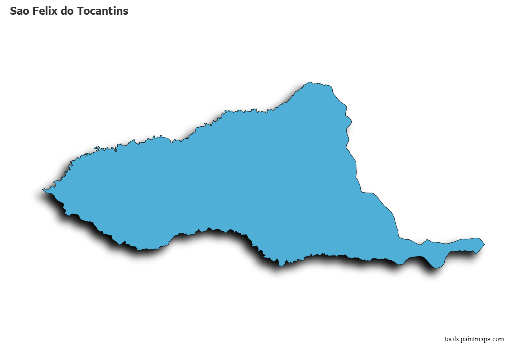 Mapa de Sao Felix do Tocantins con efecto de sombra 3D