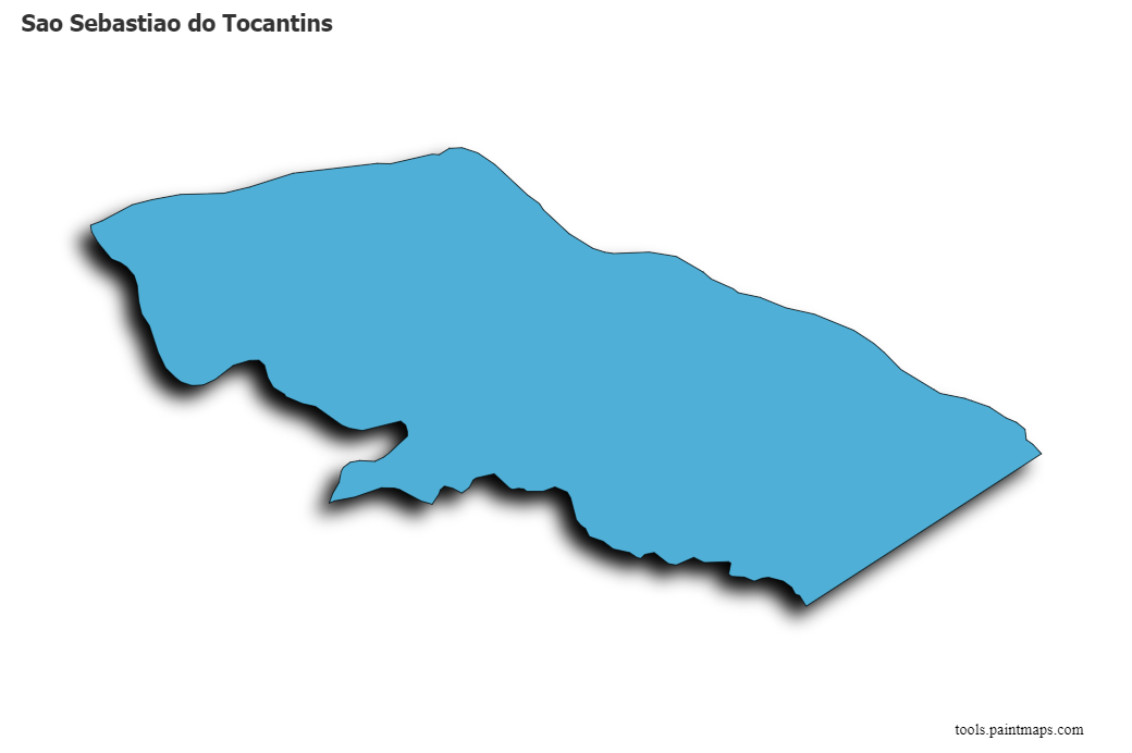 Mapa de Sao Sebastiao do Tocantins con efecto de sombra 3D