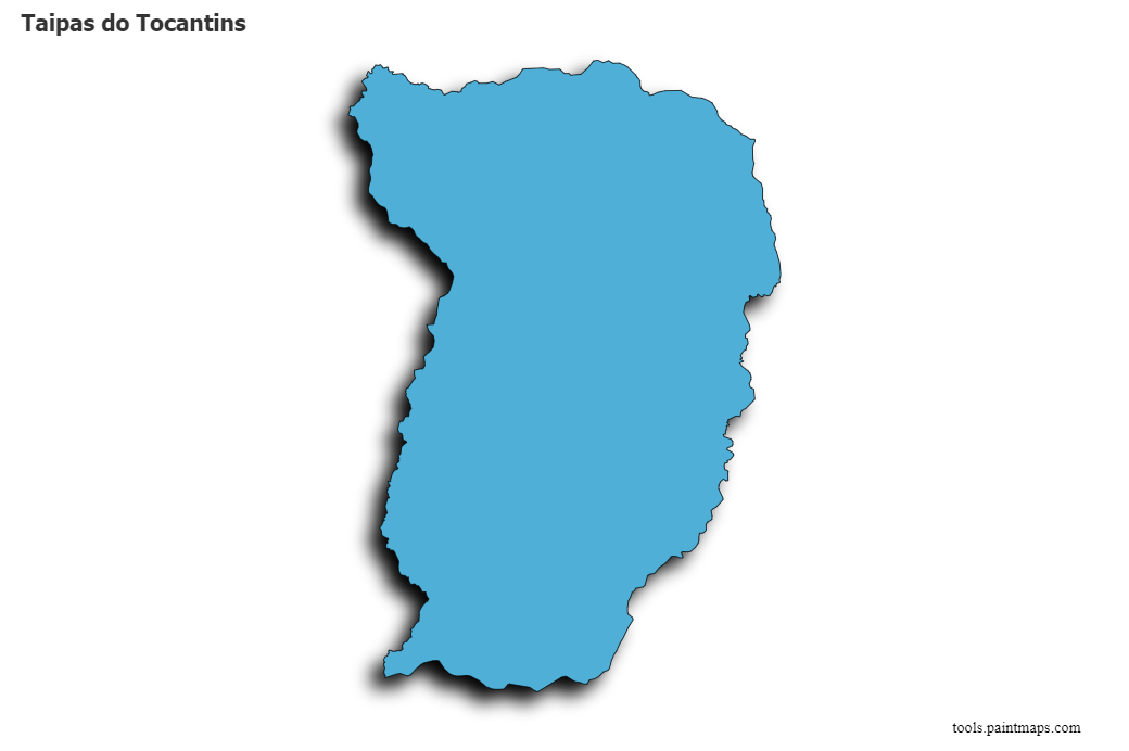 Mapa de Taipas do Tocantins con efecto de sombra 3D