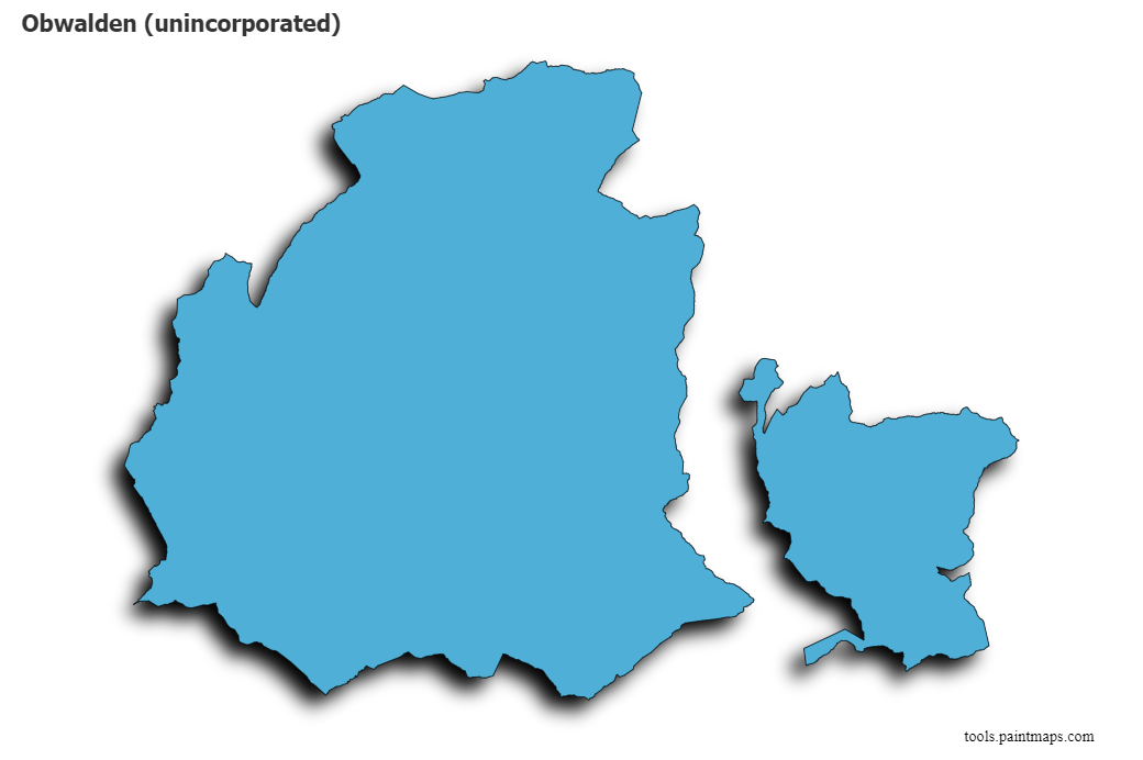 Mapa de Obwalden (unincorporated) con efecto de sombra 3D