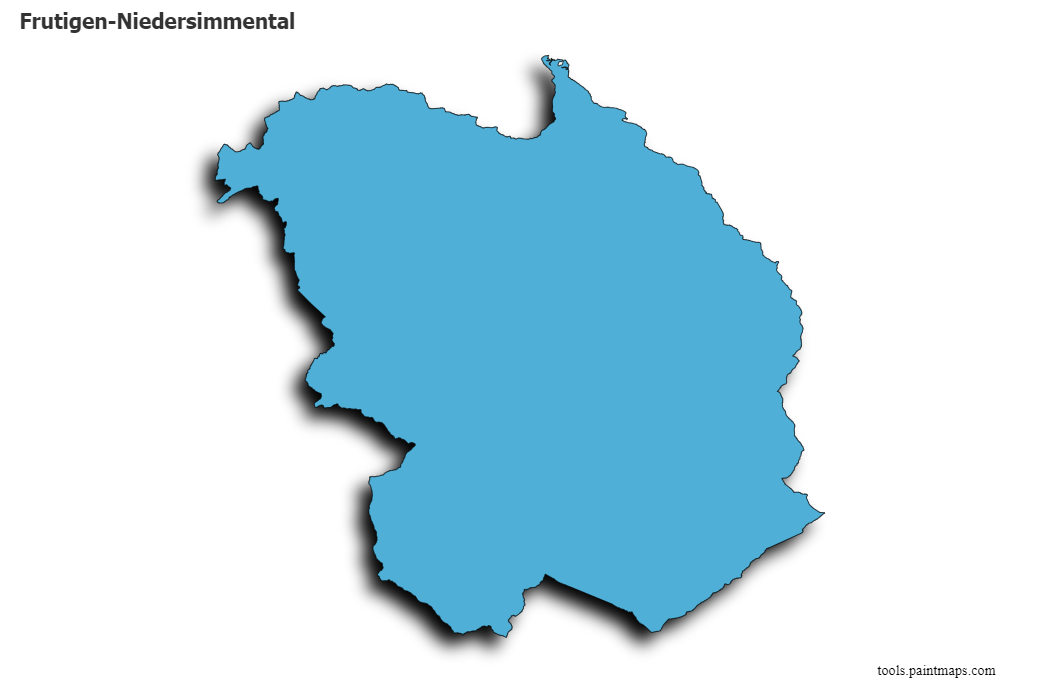 3D gölge efektli Frutigen-Niedersimmental haritası