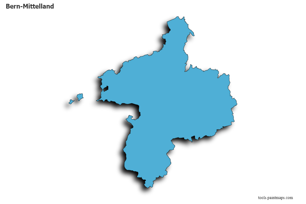 Mapa de Bern-Mittelland con efecto de sombra 3D