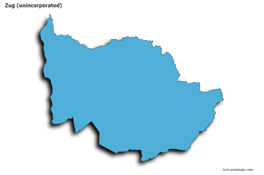 Mapa de Zug (unincorporated) con efecto de sombra 3D