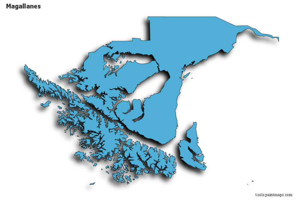 3D gölge efektli Magallanes haritası