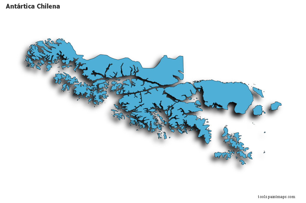 Antártica Chilena map with 3d shadow effect