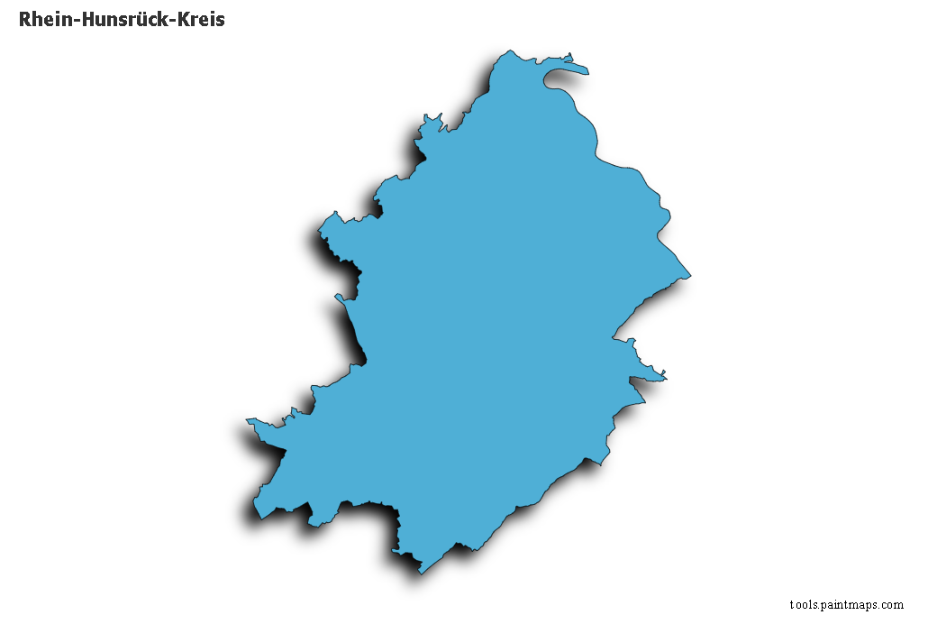 Mapa de Rhein-Hunsrück-Kreis con efecto de sombra 3D