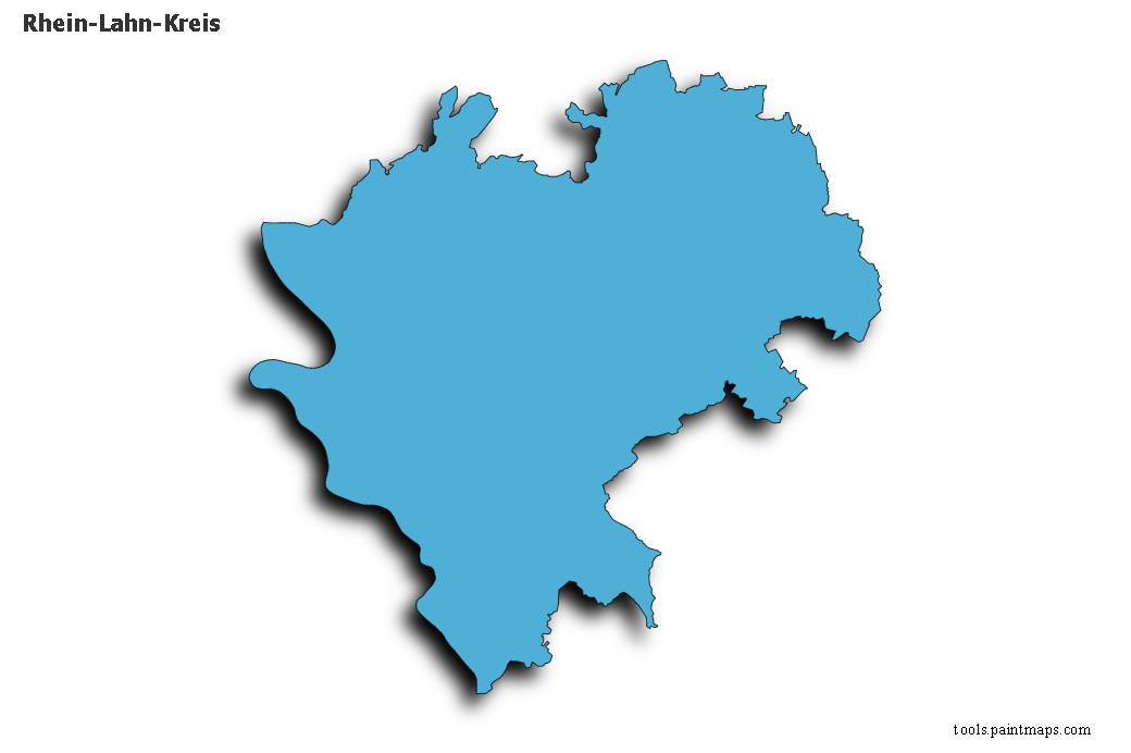 Mapa de Rhein-Lahn-Kreis con efecto de sombra 3D