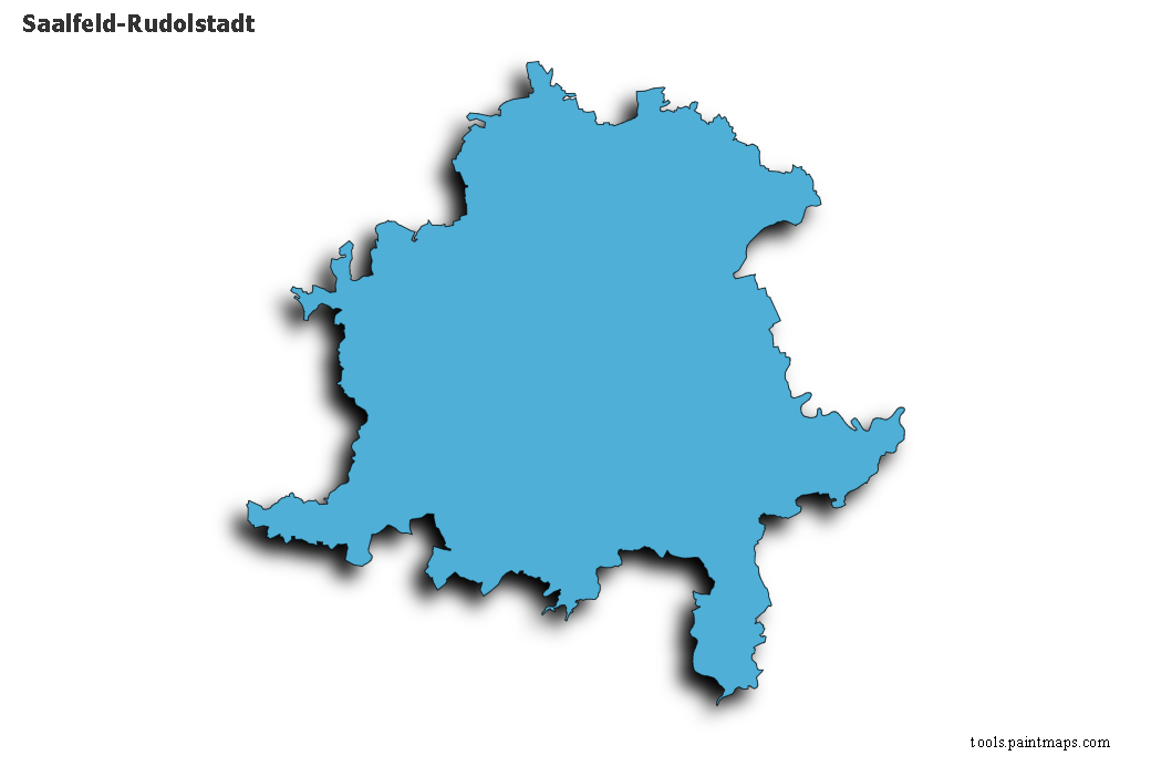 3D gölge efektli Saalfeld-Rudolstadt haritası