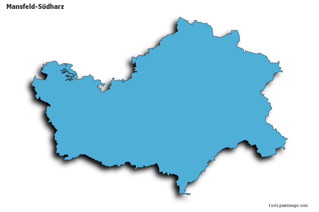 Mansfeld-Südharz map with 3d shadow effect